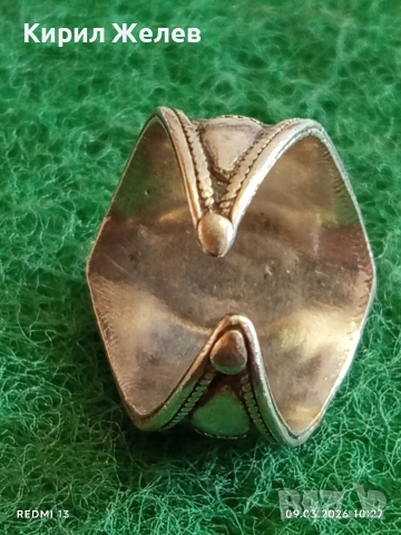 Старинен сребърен пръстен филигранна изработка с СЕДЕФ ювелирна изработка 51348, снимка 5 - Пръстени - 53763327