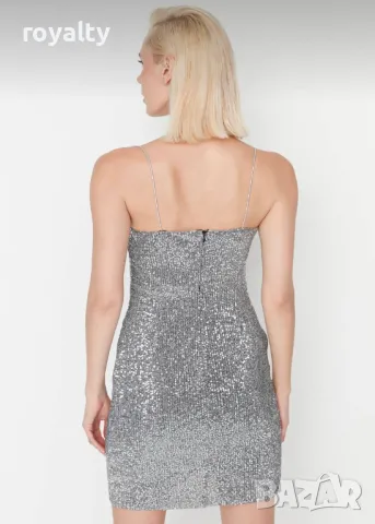 Сребриста стилна дамска рокля , снимка 3 - Рокли - 50272949