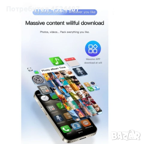 Мини смартфон, 3G WCDMA, снимка 4 - Телефони с две сим карти - 51109306