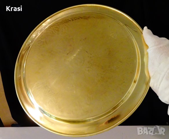Марокански бронзов поднос 34 см.,800 гр. , снимка 5 - Антикварни и старинни предмети - 42099737