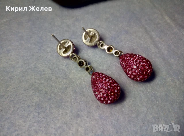 ЕФЕКТНИ ФЕШЪН АРТ СТИЛ СРЕБЪРНИ ОБЕЦИ СРЕБРО 925 с БЯЛА ПОЗЛАТА РОЗОВ ЕМАЙЛ и ИСКРЯЩИ КРИСТАЛИ 47935, снимка 9 - Обеци - 50542174