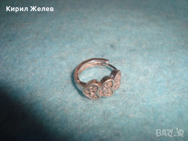 СКЪПОЦЕННА СТАРА СРЕБЪРНА СЪРЦЕВИДНА ОБЕЦА РОДИРАНО СРЕБРО 925 с МИНИАТЮРНИ ИСКРЯЩИ ЦИРКОНИ 25822, снимка 3 - Обеци - 35759991