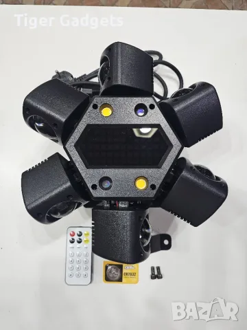 80W RGBW LED Beam Moving Head – 6-раменен въртящ сценичен ефект с DMX512 и дистанционно, снимка 2 - Прожектори - 56201096