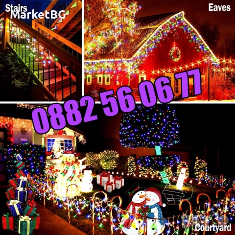 3 м Коледна завеса, коледни лампички, падаща завеса, многоцветни, снимка 6 - Декорация за дома - 52435096