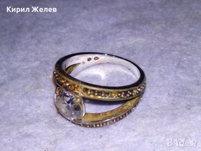 Стар СКЪПОЦЕНЕН БРОНЗОВ ПРЪСТЕН с МАСИВНА БЯЛА ПОЗЛАТА МАРКИРОВКИ и БРИЛЯНТНО ФАСЕТИРАН ЦИРКОН 38638, снимка 9 - Антикварни и старинни предмети - 41682683