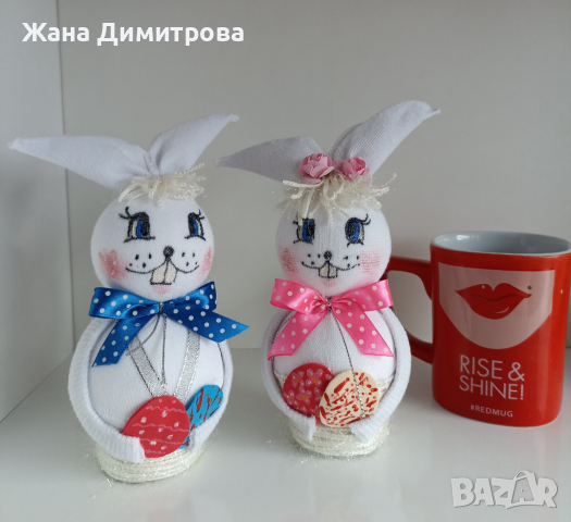 Ръчно изработени зайчета, снимка 7 - Декорация за дома - 36267308