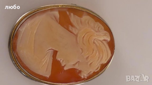 Сребърна Брошка Камея 0,800 Сребро Със Златен Обков 18 к, снимка 9 - Колиета, медальони, синджири - 42252155