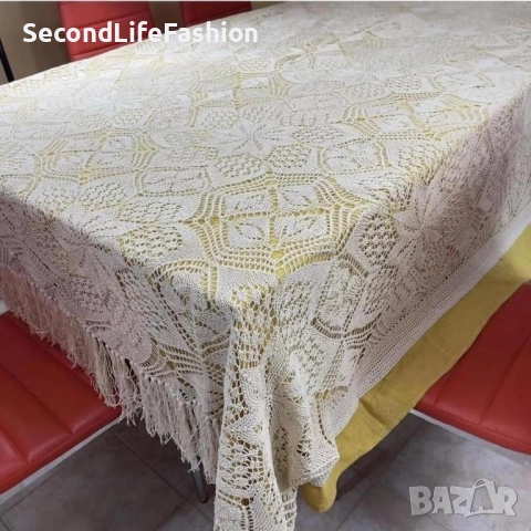 Ръчно плетена покривка с подплата от 80те години ретро винтидж , снимка 4 - Декорация за дома - 52872547