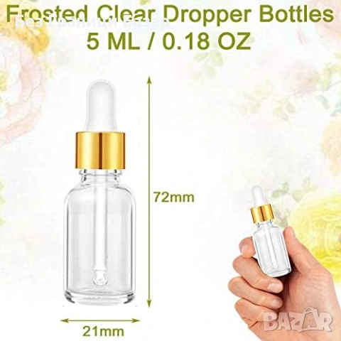 Нови Мини стъклени бутилки 5ml с пипета за етерични масла 10 броя капкомер, снимка 2 - Други стоки за дома - 53200291