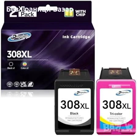 Нови HP 308 308e съвместими мастилници за Envy 6120e черни 2 броя за принтер тонер печат мастило