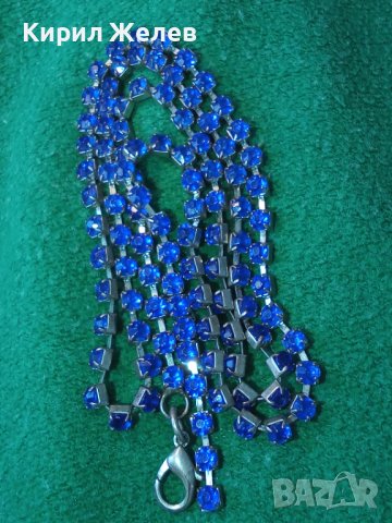 ШАРМАНТНО ПОСРЕБРЕНО СКЪПОЦЕННО РЕТРО КОЛИЕ с ИСКРЯЩИ ЮВЕЛИРНО ФАСЕТИРАНИ КАМЪНИ СИН ЦИРКОНИЙ 24240, снимка 14 - Колиета, медальони, синджири - 41389354