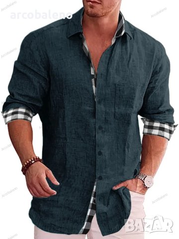 Мъжка карирана риза с дълъг ръкав. Големи размери, 10цвята, снимка 8 - Ризи - 41243720