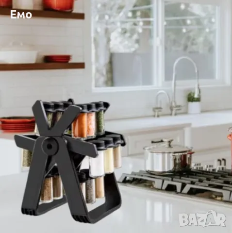 Стилен въртящ се органайзер за подправки, стъклени бурканчета, 18 части, снимка 6 - Органайзери - 48540898