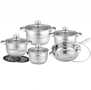 Комплект съдове за готвене 12 части, неръждаема стомана, снимка 1