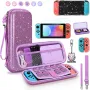 Комплект аксесоари 16 в 1 за Switch innoAura с лъскав преносим калъф (лилаво с пайети), снимка 1