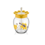 Стъклен буркан за мед, Жълто цвете с лъжица, 370 мл