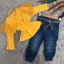 Комплект от дънки и блузка с дълъг ръкав, снимка 1 - Детски комплекти - 41290929