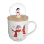 Коледна чаша с капак Mercado Trade, Снежен човек , Керамика, 500мл, снимка 1