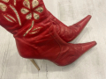 Червени елегантни ботуши на ток, снимка 2