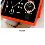Комплект Дамски моден кварцов часовник+бижута,10 артикула в кутия, снимка 2
