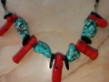 Колие с червен корал и тюркоаз, снимка 2