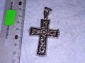 ПОСРЕБРЕН ФЛОРАЛНО ОРНАМЕНТИРАН с НИЕЛО ЕФЕКТ НАГРЪДЕН РЕТРО АРТ КРЪСТ от БЛАГОРОДНА СТОМАНА 37995, снимка 5