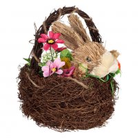 Великденскa декорация, Grass Bunny Nest Wind Daisies, 22 см, Многоцветен, снимка 3 - Декорация за дома - 39946853