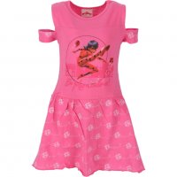 Рокля за момиче Калинката в червено и розово, снимка 2 - Детски рокли и поли - 39433867