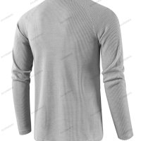 Мъжка едноцветна вафлена тениска с дълъг ръкав Henley, 8цвята - 023, снимка 11 - Тениски - 42069624