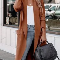 Ежедневно дамско леко палто с големи предни джобове, 5цвята - 023 , снимка 3 - Палта, манта - 42145724
