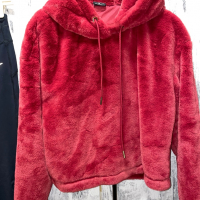 Меко топло палто яке с качулка суичър  бордо имитация на заешка козина кожа , снимка 6 - Суичъри - 36381505