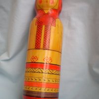 Винтидж СССР, съветска руска мамтрьошка, дървена гнездяща кукла, поставка за бутилка водка, снимка 1 - Колекции - 40199254