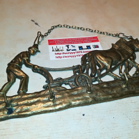 мед/месинг-коне с човек в оран 2703221829, снимка 5 - Антикварни и старинни предмети - 36248047