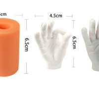 3D ръка ОК длан силиконов молд цилиндър гипс свещ декор, снимка 2 - Форми - 40352691