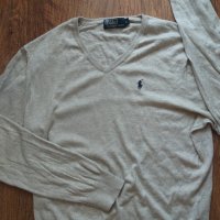 polo ralph lauren mens grey v brake knitwear - кашмир/памук пуловер КАТО НОВ, снимка 2 - Пуловери - 40981609