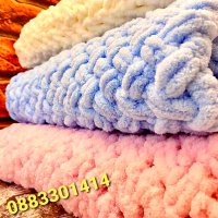 Ръчно плетено одеяло Hand made За изписване За количка Порт бебе, снимка 2 - Спално бельо и завивки - 35981447