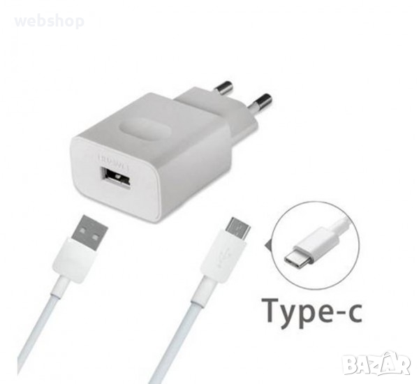 Мрежово зарядно с бързо зареждане LSTAR за мобилен телефон с кабел Type-C USB 5V 3A Quick Charge v3., снимка 1