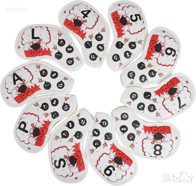 Craftsman Golf Red Bomb Комплект капаци с бяла желязна глава с магнитно затваряне, снимка 1