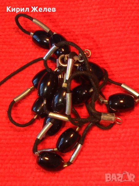 КРАСИВА ЕФЕКТНА СКЪПОЦЕННА ХЕНД - МЕЙД СРЕБЪРНА ГРИВНА СРЕБРО 925 и ЧЕРЕН ОНИКС 38700, снимка 1