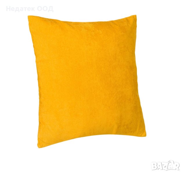 Декоративна възглавница, Рипсено кадифе, 50x50 см, Жълта, снимка 1