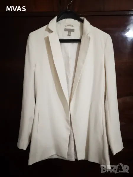 H&M официално дамско сако S M размер млечно бяло, снимка 1