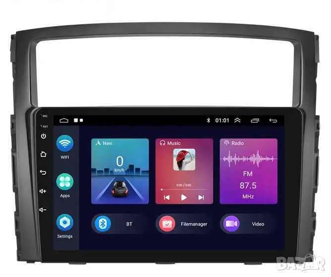 Мултимедия, за Mitsubishi Pajero, 2006, Двоен дин, Навигация, Андроид дисплей, плеър, екран, Android, снимка 1