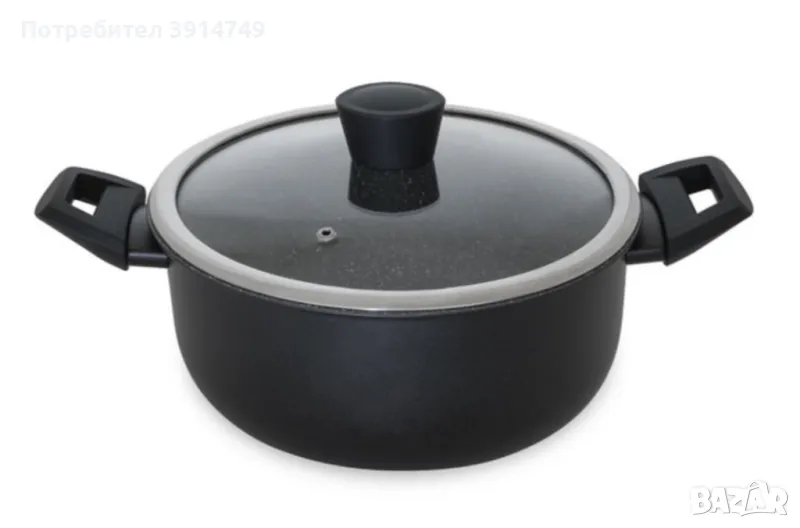 Тенджера с капак Brio Stone, диам. 24 см, 4,8 л, 5-слойно мраморно покритие, незалепващо, *НОВА*, снимка 1