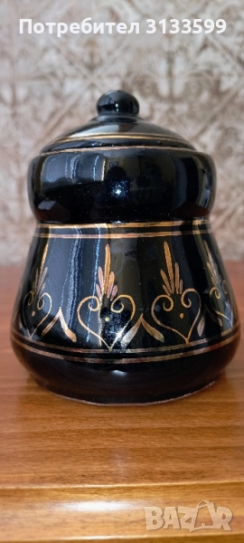 Керамична ЗАХАРНИЦА; Две стъклени канички, снимка 1