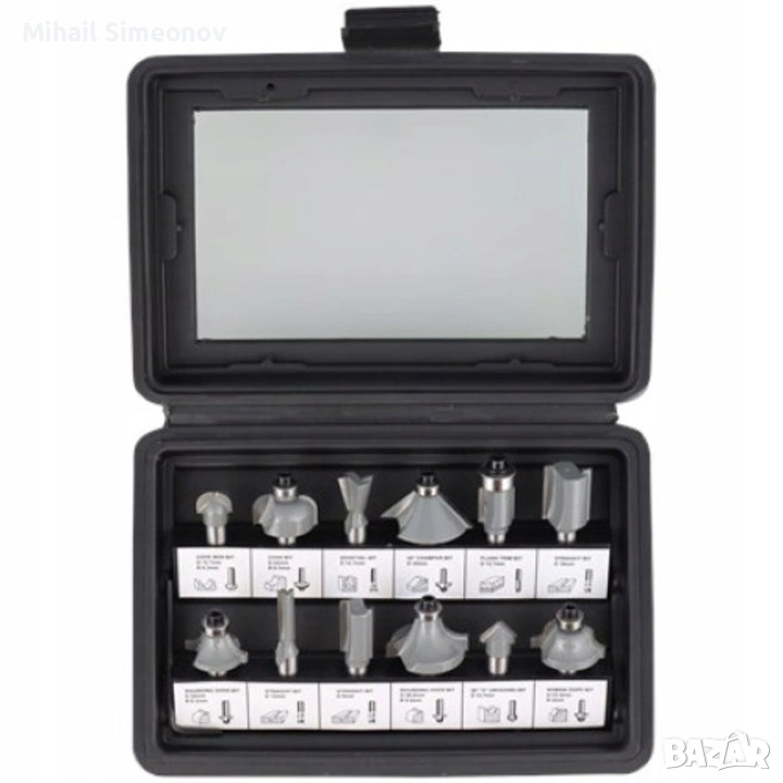 Комплект 12 фрезови глави, Werckmann, Кутия, За дърво, Черни, снимка 1