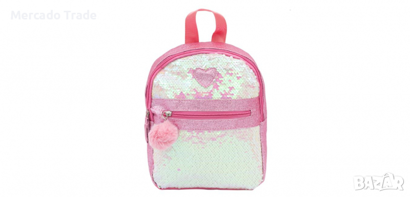 Раница за момиче с пайети, Розова, снимка 1