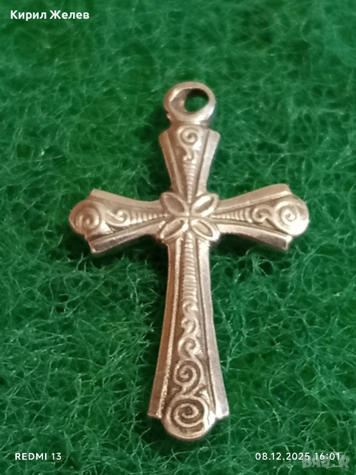 Винтидж бижу сребърен кръст красива орнаментика ювелирна изработка 52492, снимка 1