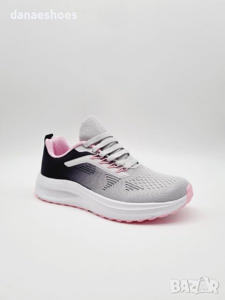 Дамски олекотени маратонки в светло сиво с розово , снимка 1