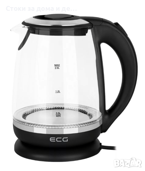 ✨Кана за вода ECG RK 2080 Glass, 1850-2200 W, 2.0L, Черен , снимка 1