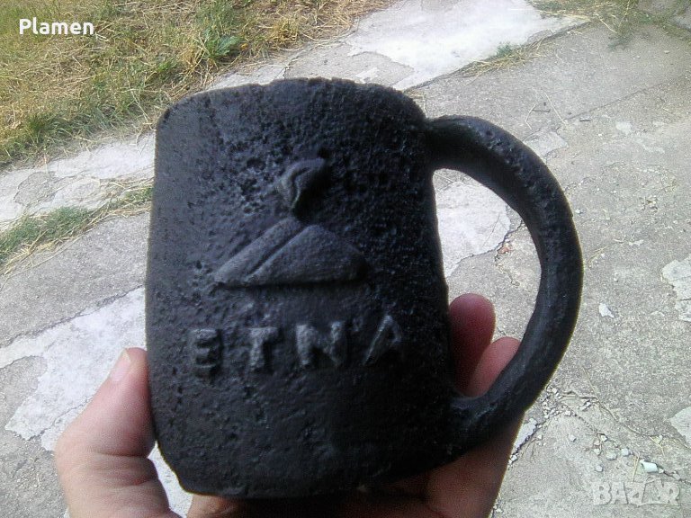Чаша направена от вулканична лава от вулкана Етна, снимка 1